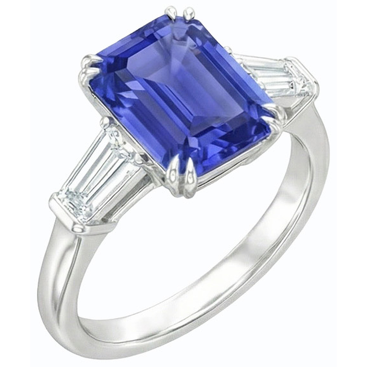 naturel baguette diamant 3.50carats alliance détail rapproché