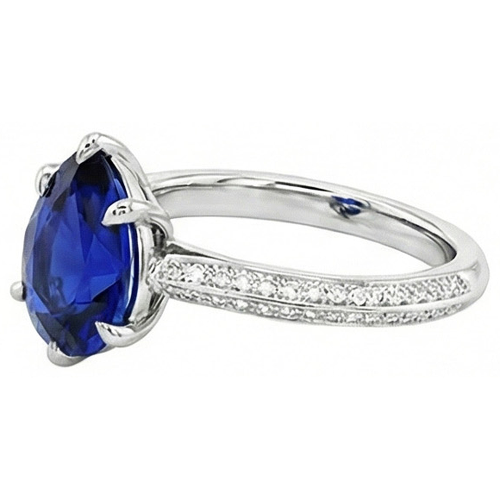 naturel pear diamant 3.50carats alliance vue de profil