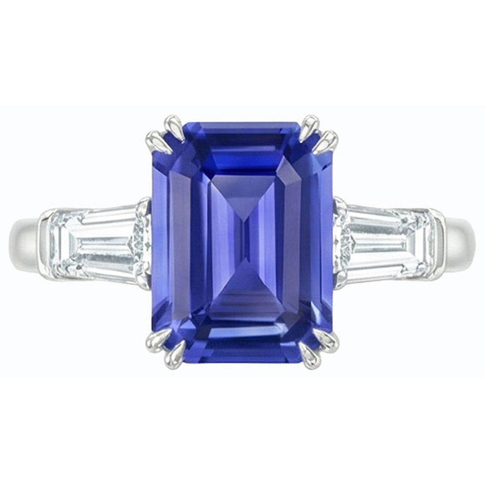 naturel baguette diamant 3.50carats alliance vue de profil