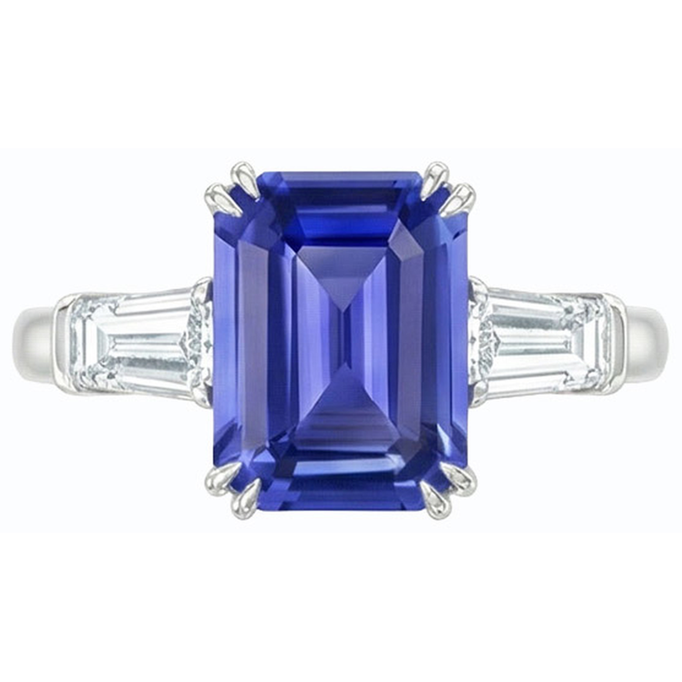 naturel baguette diamant 3.50carats alliance vue de profil