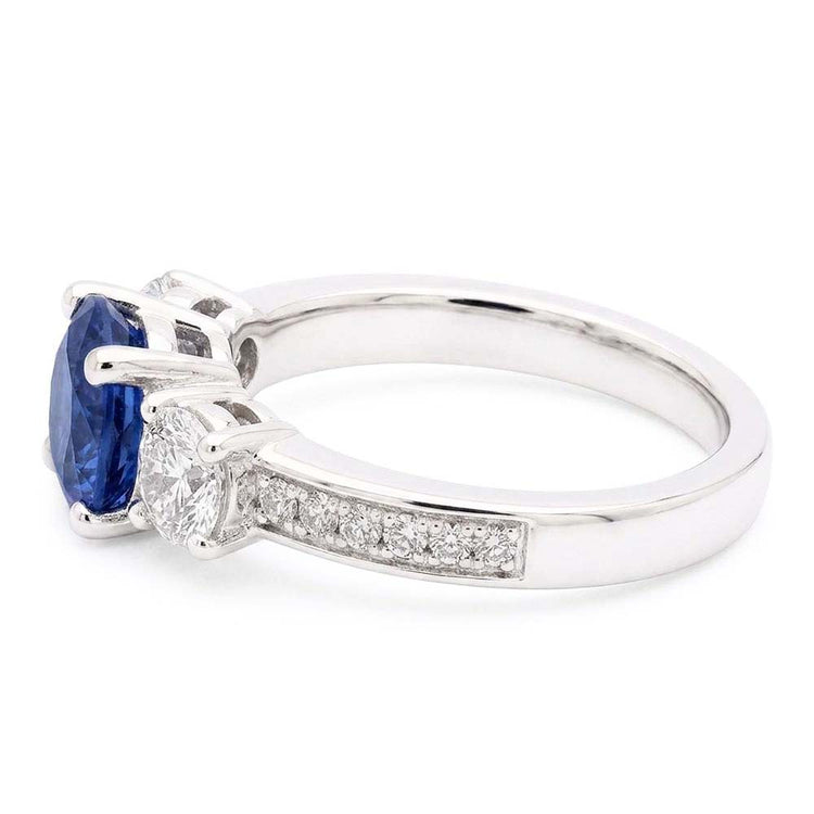 Alliance Diamant Étincelant Saphir Bleu Ceylan Rond 2.50 Carats