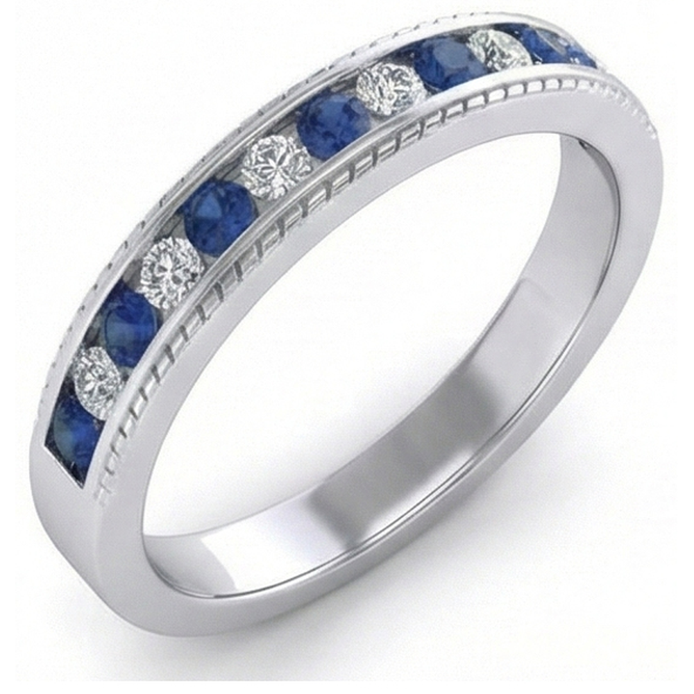 Alliance Diamant Naturels Extraits des Mines ( et non cultivés en laboratoire ) Saphir Rond Bleu Or Blanc 3.40 Carats