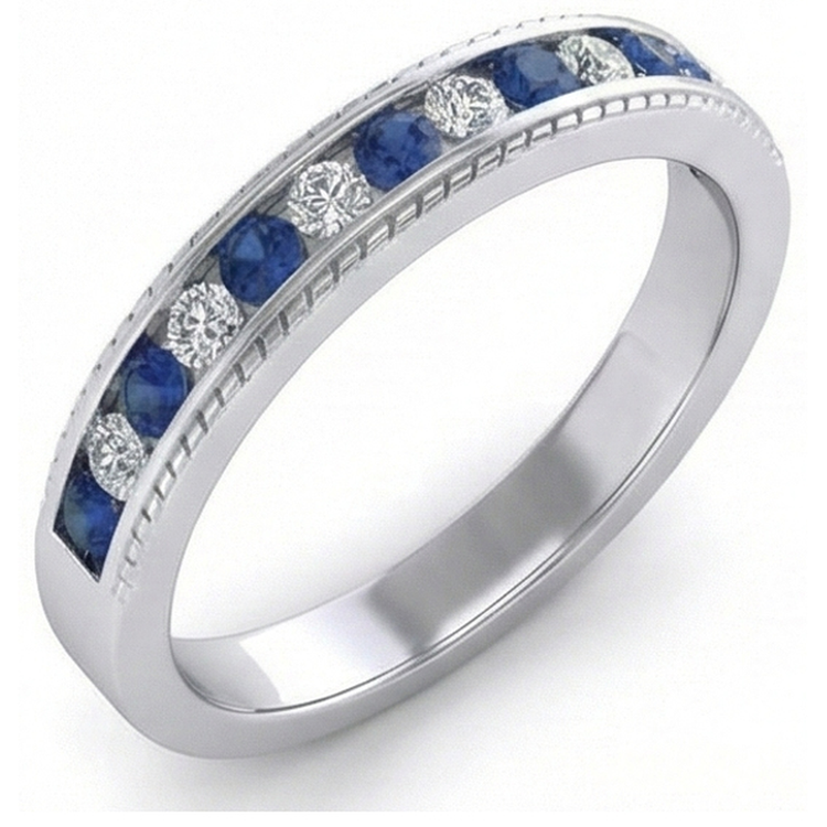 Alliance Diamant Naturels Extraits des Mines ( et non cultivés en laboratoire ) Saphir Rond Bleu Or Blanc 3.40 Carats