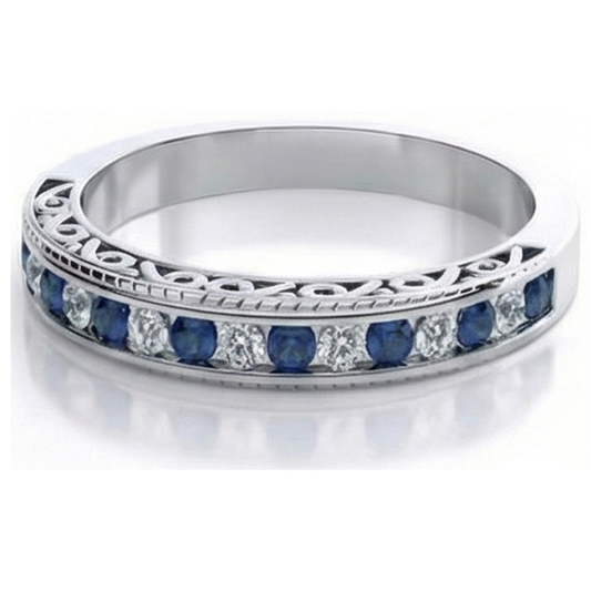 Alliance Diamant Naturels Extraits des Mines ( et non cultivés en laboratoire ) Saphir Rond Bleu Or Blanc 3.40 Carats
