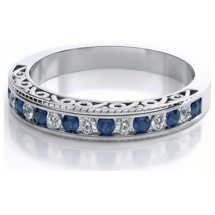 Alliance Diamant Naturels Extraits des Mines ( et non cultivés en laboratoire ) Saphir Rond Bleu Or Blanc 3.40 Carats