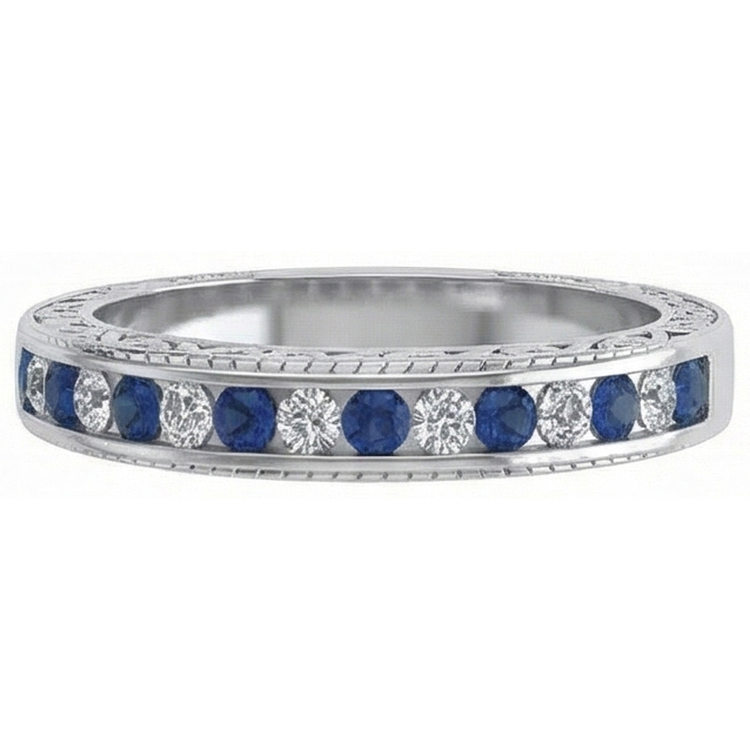 Alliance Diamant Naturels Extraits des Mines ( et non cultivés en laboratoire ) Saphir Rond Bleu Or Blanc 3.40 Carats