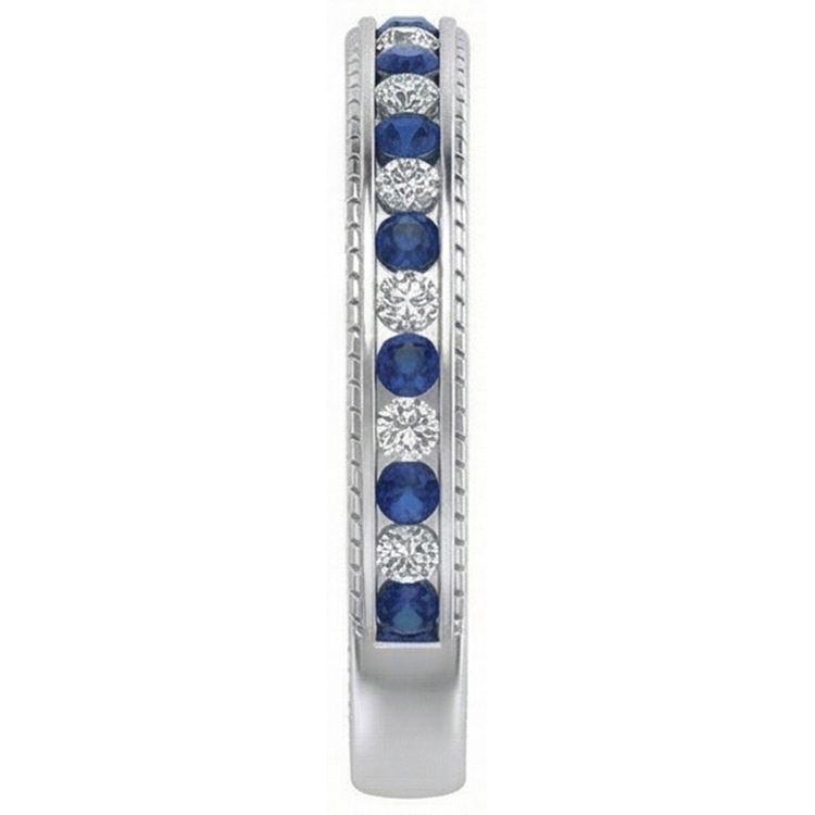 Alliance Diamant Naturels Extraits des Mines ( et non cultivés en laboratoire ) Saphir Rond Bleu Or Blanc 3.40 Carats