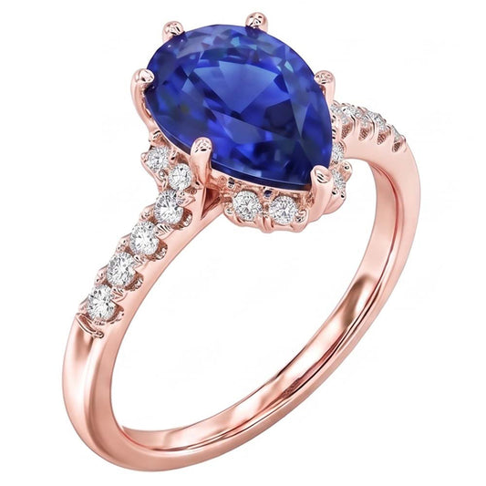 Alliance Double Halo Saphir Bleu Radiant & Diamants 4 Carats