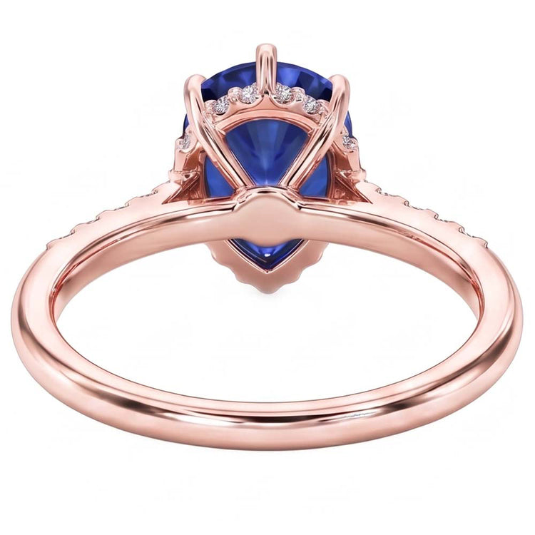 Alliance Double Halo Saphir Bleu Radiant & Diamants 4 Carats