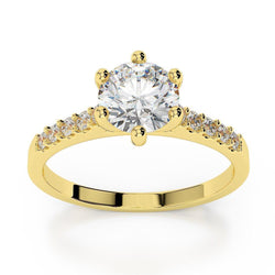 Alliance En Naturel Diamant Rond De 2,50 Carats Or Jaune 14K Avec Sertissage Griffe