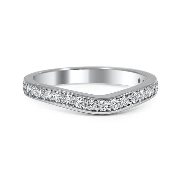 Alliance En Or Blanc 14 Carats Sertie De Naturel Diamants 0.70 Carat