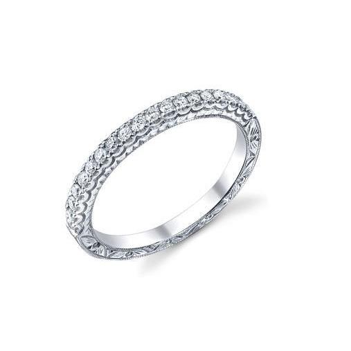 Alliance En Réel Diamant De Style Antique Rond De 1.14 Ct En Or Blanc 14K