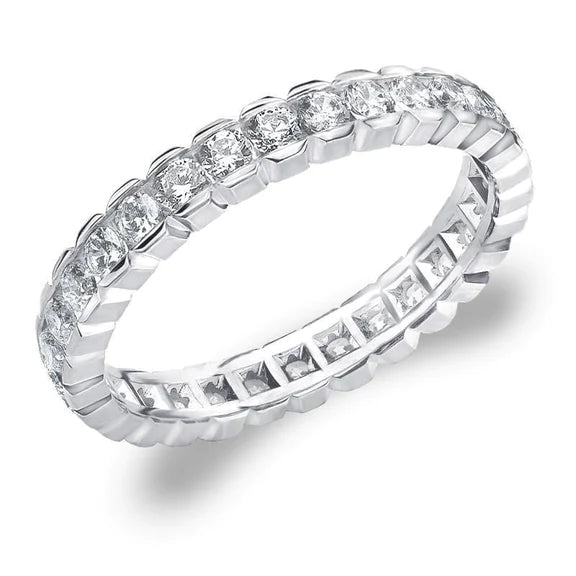 Alliance En Réel Diamant Rond Pour Femme 1.40 Carats En Or Blanc 14 Carats