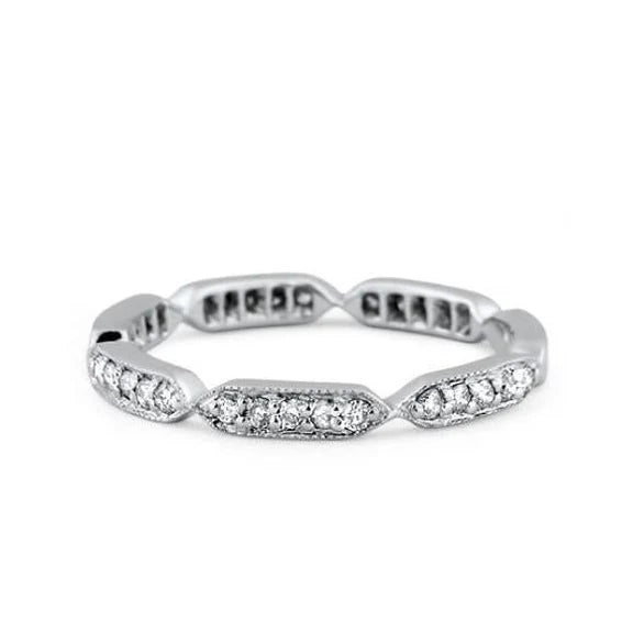 Alliance En Réel Diamant Taille Brillant De 1.05 Ct En Or Blanc 14K