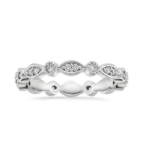 Alliance En Véritable Diamants Coupe Ronde De 2,4 Carats En Or Blanc 14 Carats