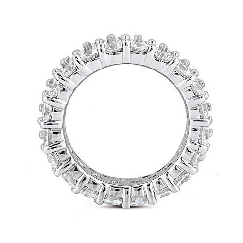 Alliance Eternité En Or Blanc à Double Rangée De Réel Diamants 6 Carats