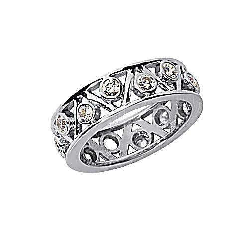 Alliance Eternité En Réel Diamant Rond De 0,70 Carat En Or Blanc 14K