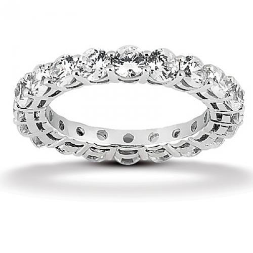 Alliance Éternité Naturel Diamant Rond 3 Carats Or Blanc 14K Nouveau