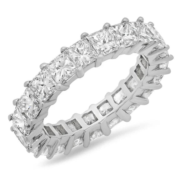 Alliance Éternité Réel Diamants Princesse 5.25 Carats Or Blanc 18K