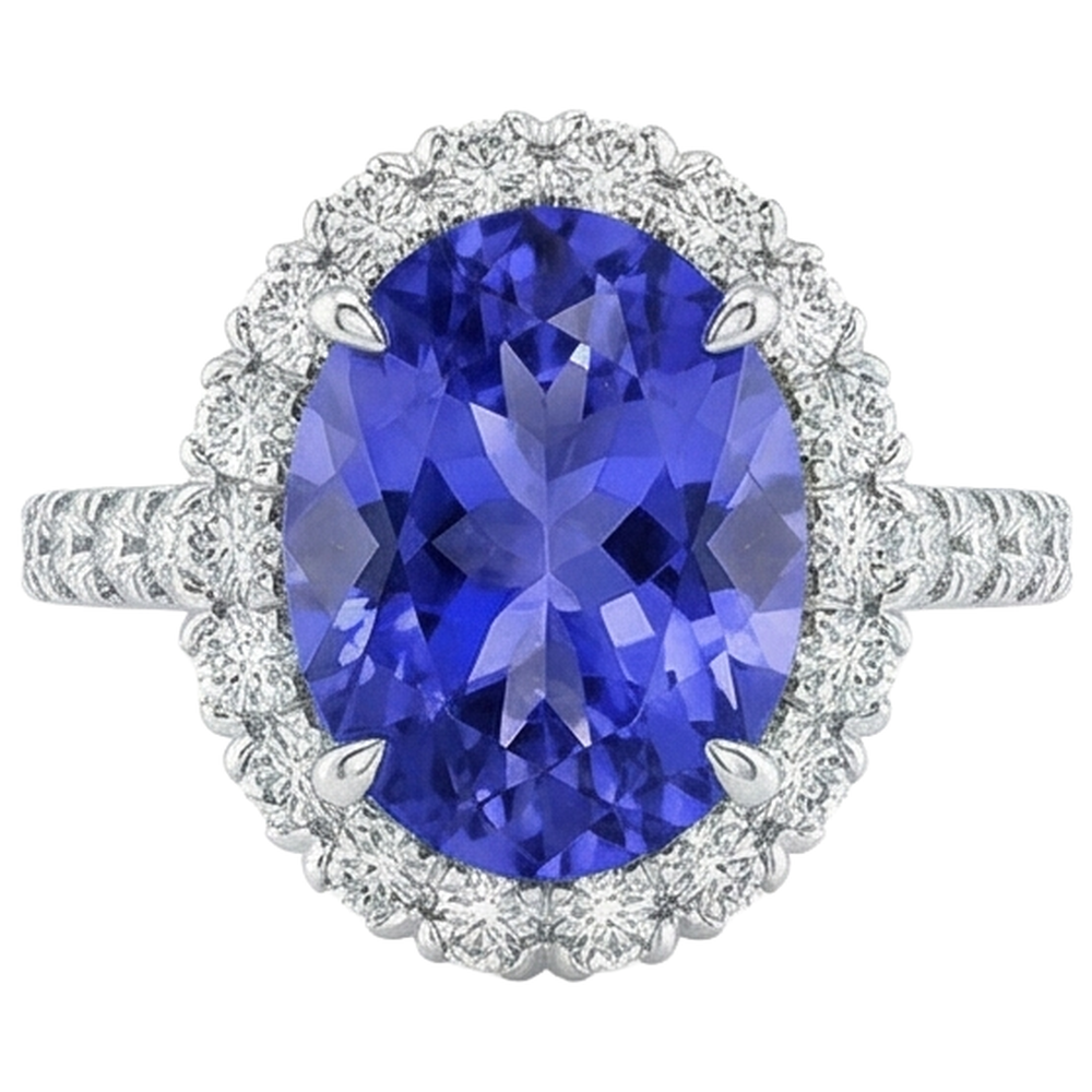naturel oval tanzanite 18carats alliance angle de côté