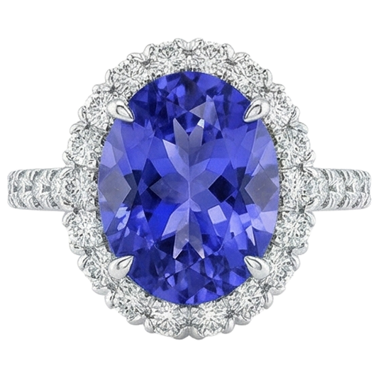 naturel oval tanzanite 18carats alliance angle de côté
