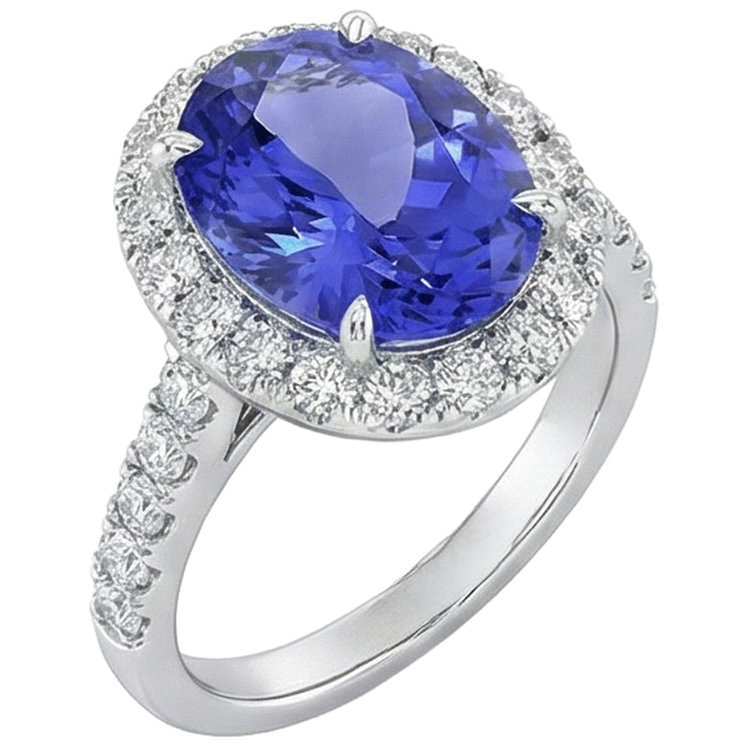 naturel oval tanzanite 18carats alliance vue de profil