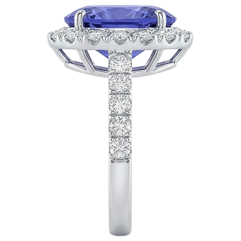 naturel oval tanzanite 18carats alliance sur blanc