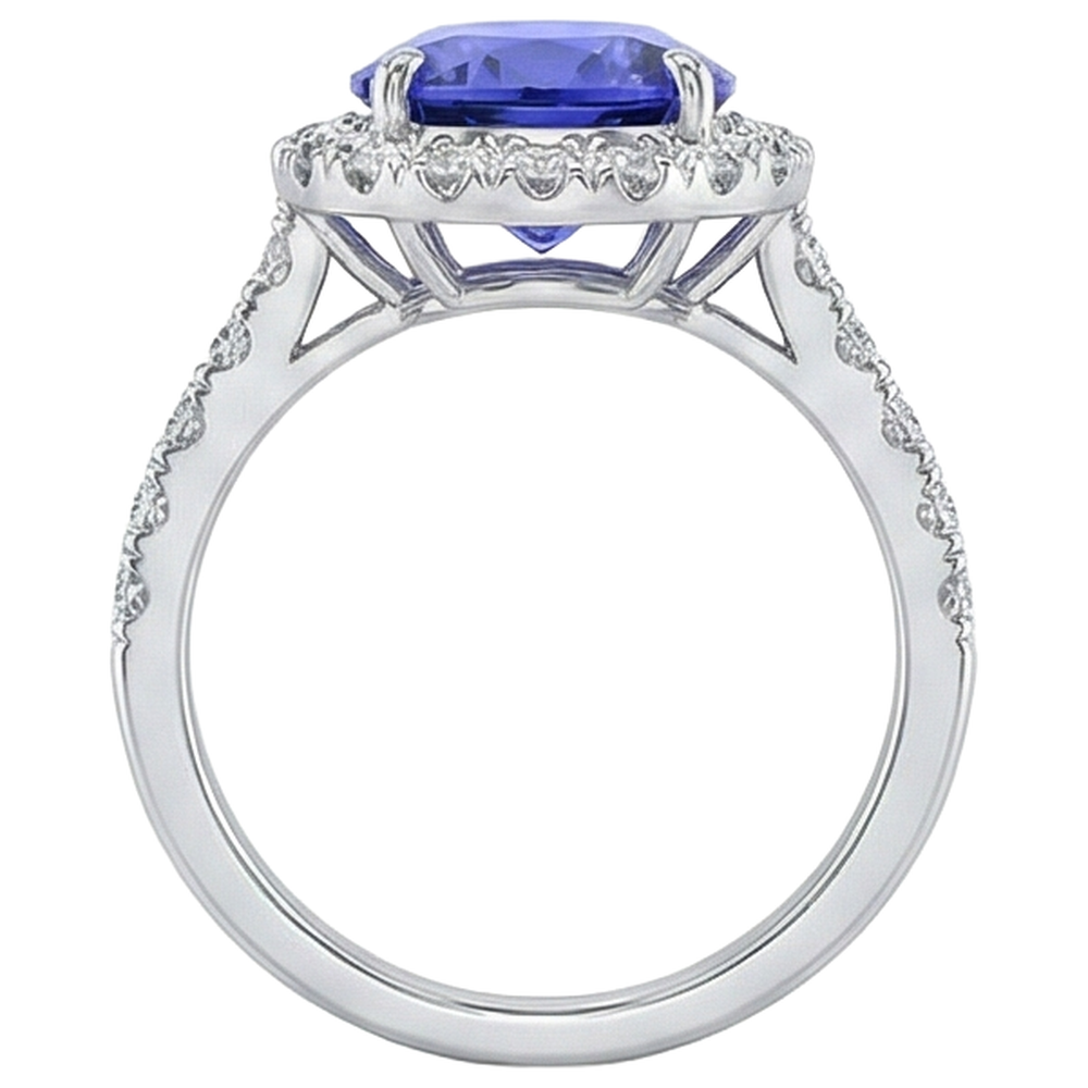 naturel oval tanzanite 18carats alliance avec accents diamants