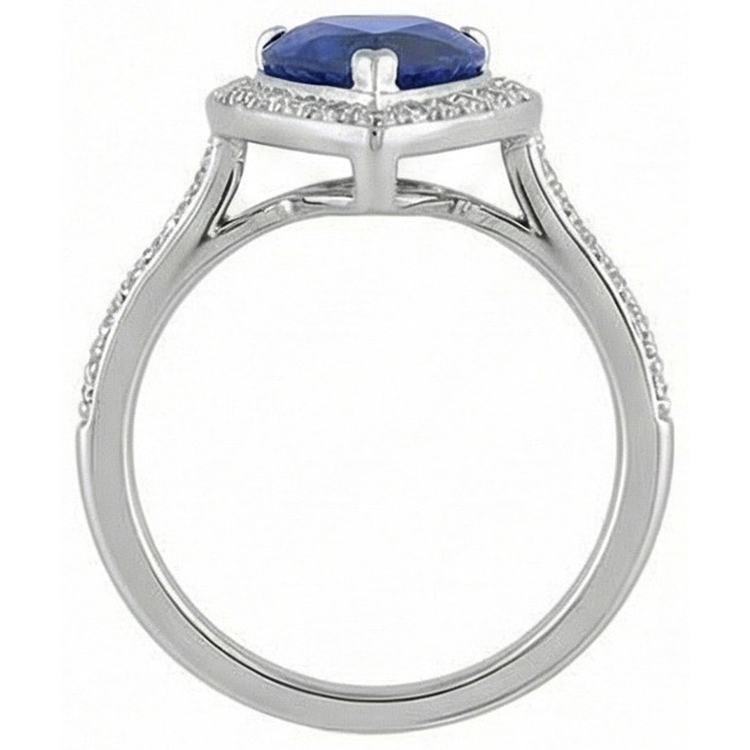 Alliance Halo Femme Saphir Bleu Poire & Diamants 4.50 Carats
