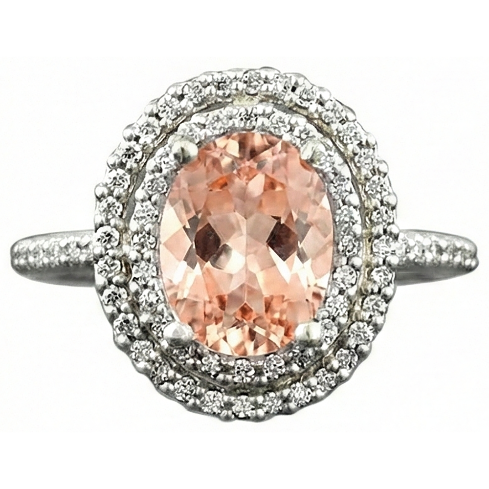naturel oval morganite 10.70carats alliance angle de côté