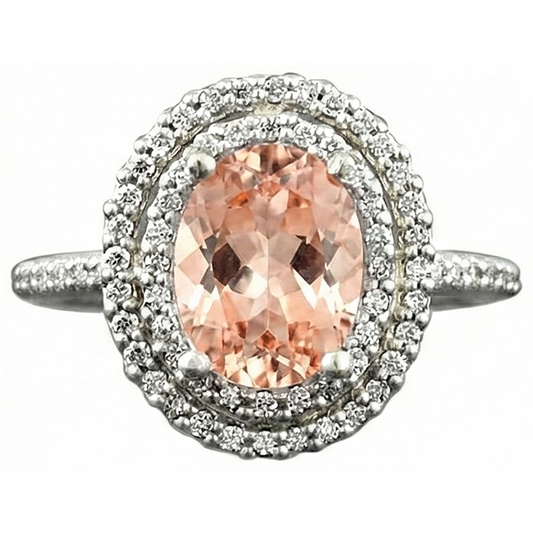 naturel oval morganite 10.70carats alliance angle de côté