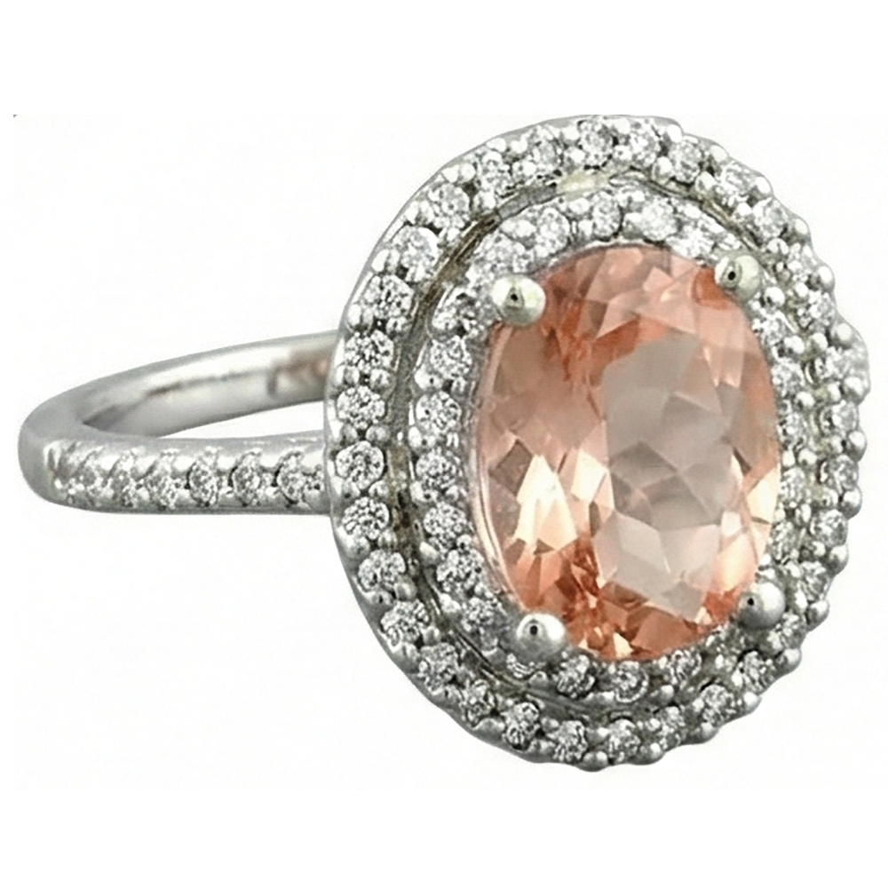 naturel oval morganite 10.70carats alliance détail rapproché