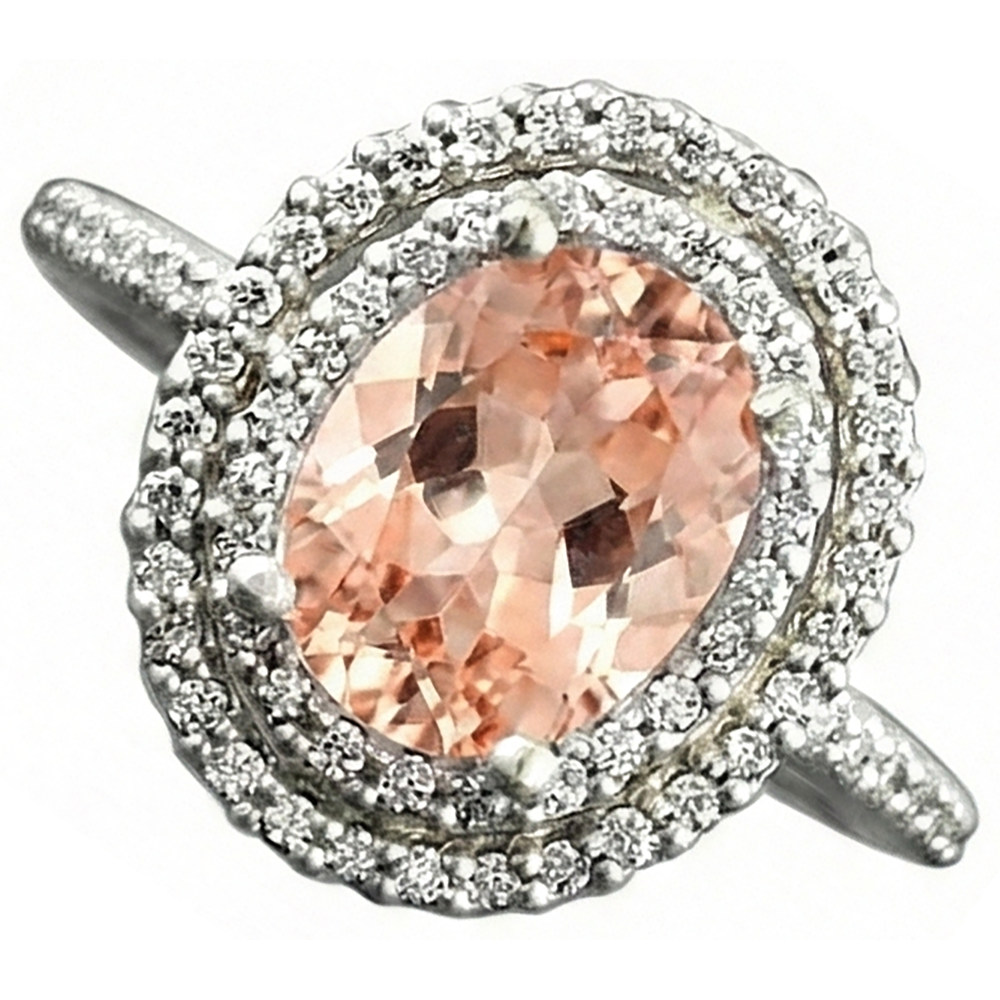 naturel oval morganite 10.70carats alliance vue de dessus