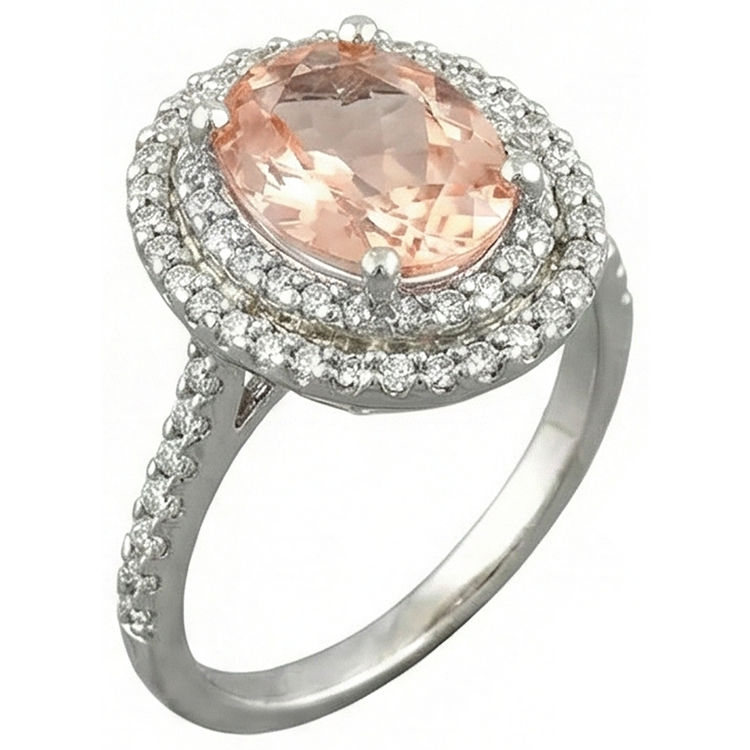 naturel oval morganite 10.70carats alliance vue de profil