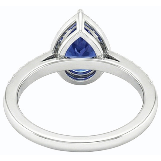 Alliance Halo Or Blanc Bijoux Saphir Bleu & Diamants 3 Carats