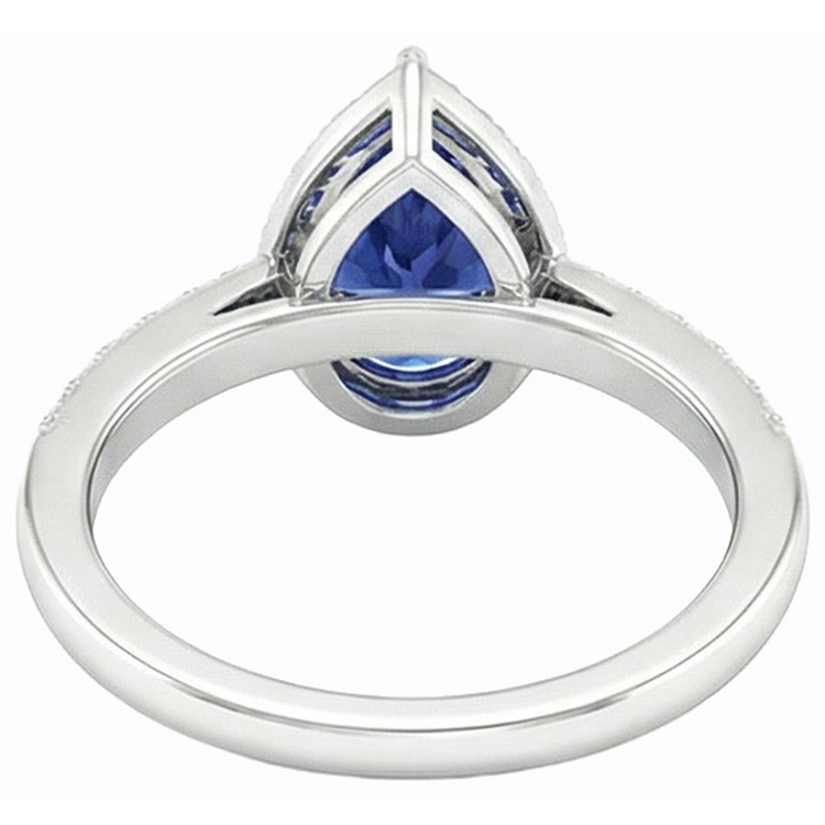 Alliance Halo Or Blanc Bijoux Saphir Bleu & Diamants 3 Carats