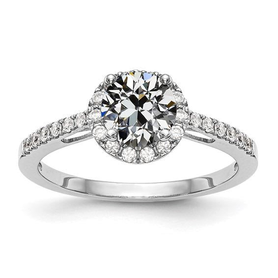 Alliance Halo Or Blanc Rond Vieux Réel Diamant Mineur 3 Carats