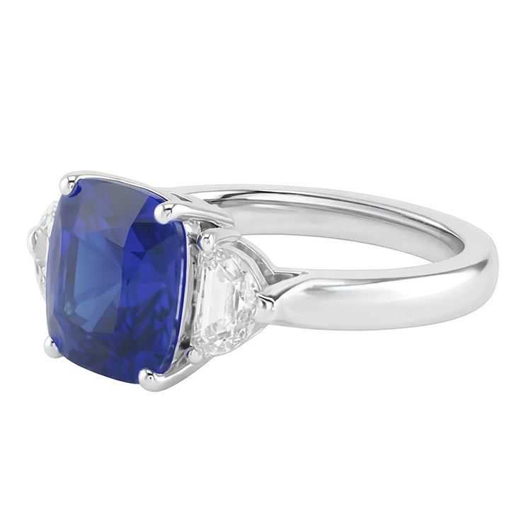 Alliance Halo Or Coussin Saphir & Diamant Demi Lune 3 Carats