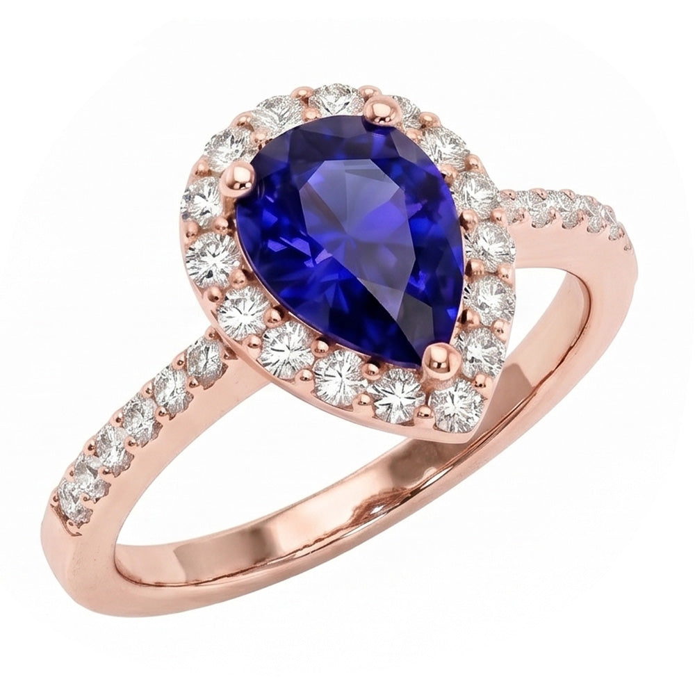 Alliance Halo Or Rose Saphir de Ceylan & Diamants 4 Carats