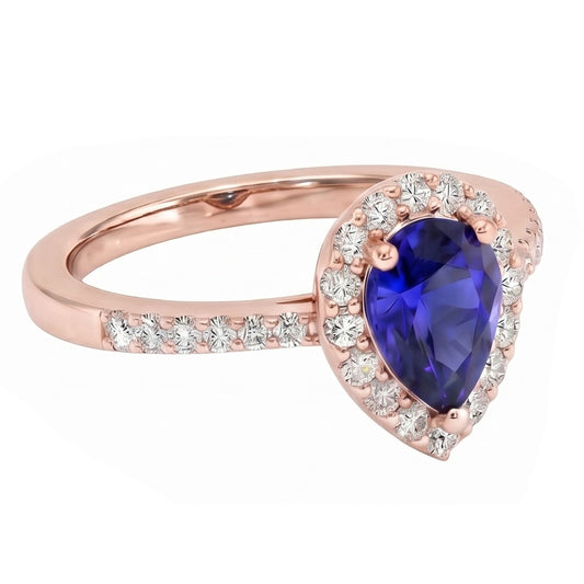 Alliance Halo Or Rose Saphir de Ceylan & Diamants 4 Carats