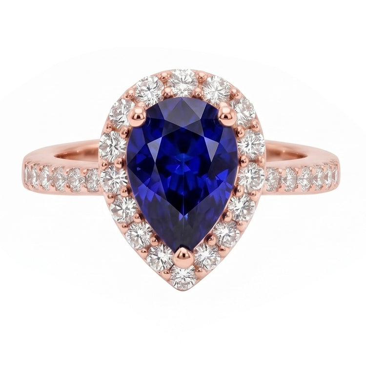 Alliance Halo Or Rose Saphir de Ceylan & Diamants 4 Carats