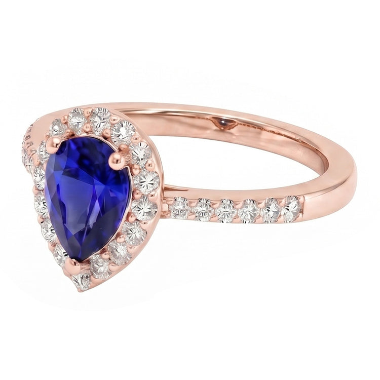 Alliance Halo Or Rose Saphir de Ceylan & Diamants 4 Carats