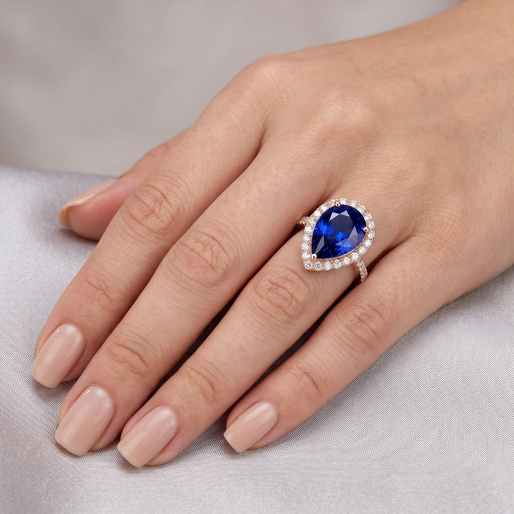Alliance Halo Or Rose Saphir de Ceylan & Diamants 4 Carats