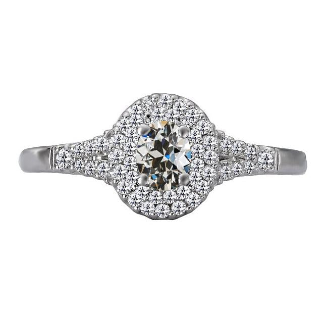 Alliance Halo Ovale Véritable Diamant Taille Ancienne Or 14K 4 Carats