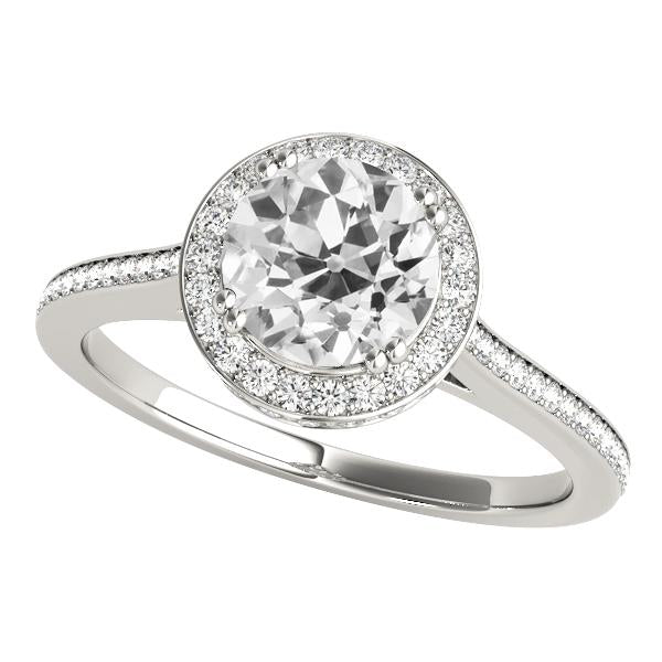 Alliance Halo Réel Diamants Ronds Taille Ancienne 4.25 Carats Or 14K