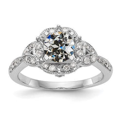 Alliance Halo Ronde Naturel Diamant Taille Vieille Mine Or 3 Carats 14K