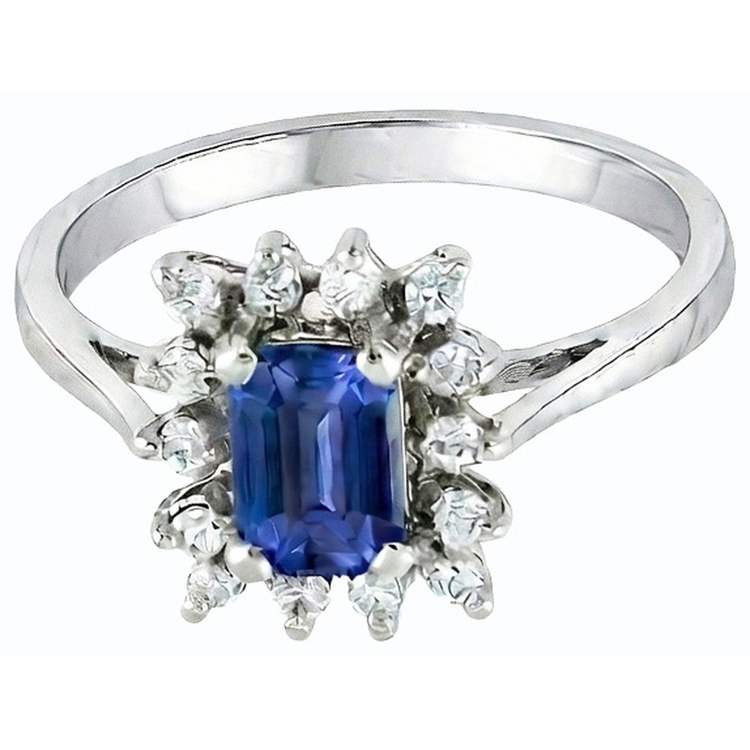 Alliance Halo Saphir Bleu Emeraude 2.50 Carats Style Fleur