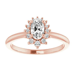 Alliance Halo Taille Ancienne Ovale & Véritable Diamants Ronds 4.25 Carats