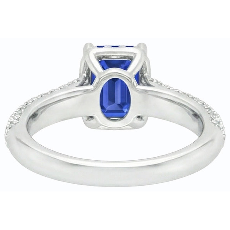 Alliance Halo pour femme en saphir bleu et accents de diamants 3.50 carats