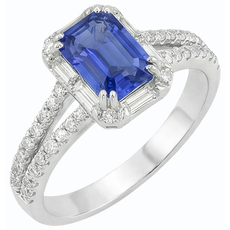 Alliance Halo tige fendue Saphir du Sri Lanka & Diamants 3 Carats